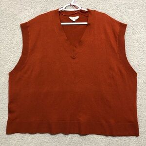 Terra & Sky Burnt Orange V-Neck Sweater Vest Size 4X Plus